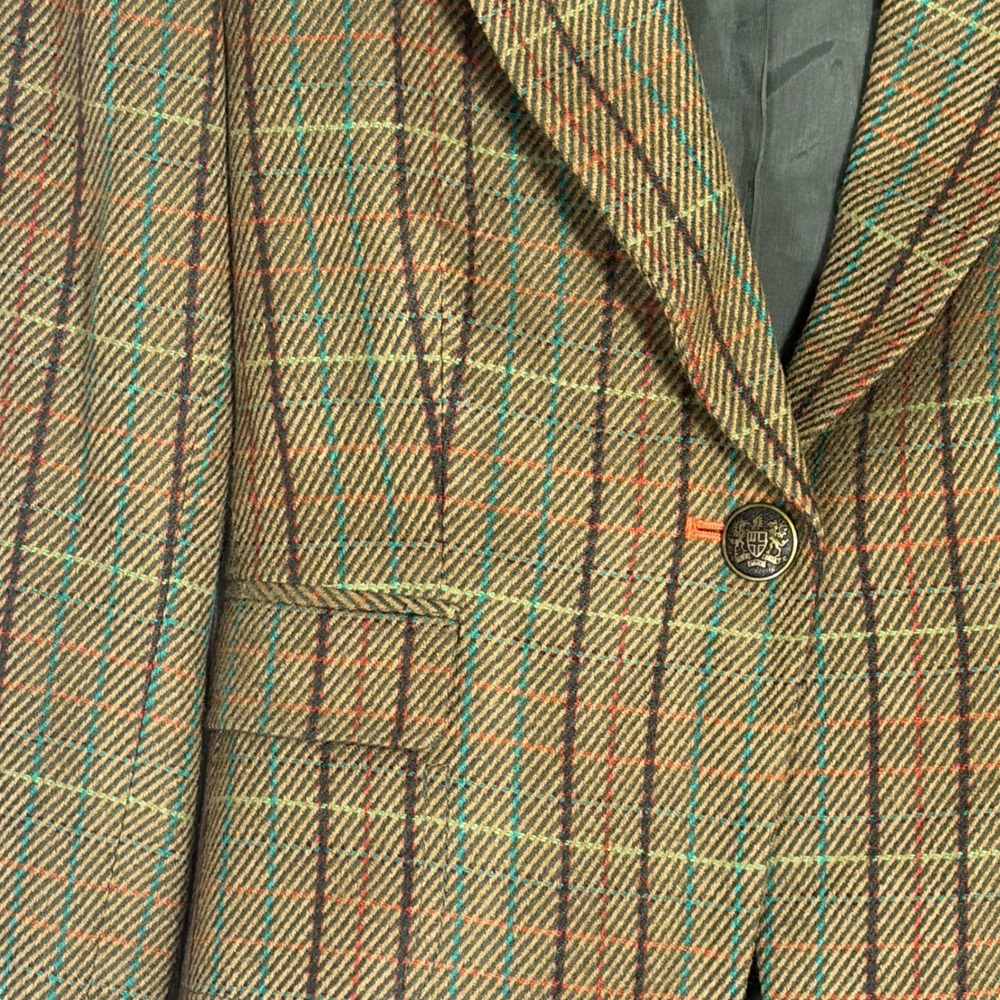 Cremieux Womens Brown Plaid Blazer Elbow Patches Single Button Jacket Size 0 - Picture 2 of 8